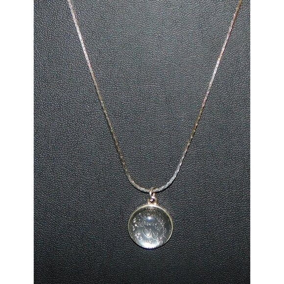 Always Sisters Always Friends Domed Silver Tone Pendant Necklace - Picture 1 of 4